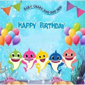 Baby shark 7’ x 5’ birthday banner